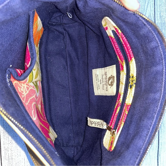 Spartina 449 Pink and Orange Shoulder Bag with Floral Design - Picture 10 of 11